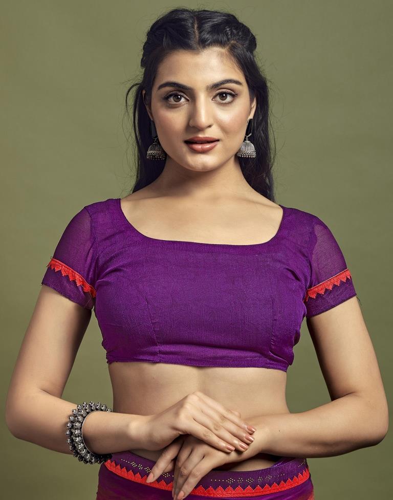 Violet Chiffon Printed Saree