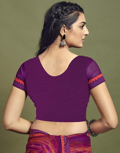 Violet Chiffon Printed Saree