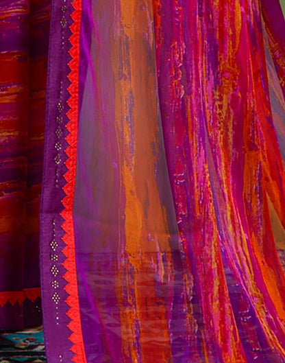 Violet Chiffon Printed Saree