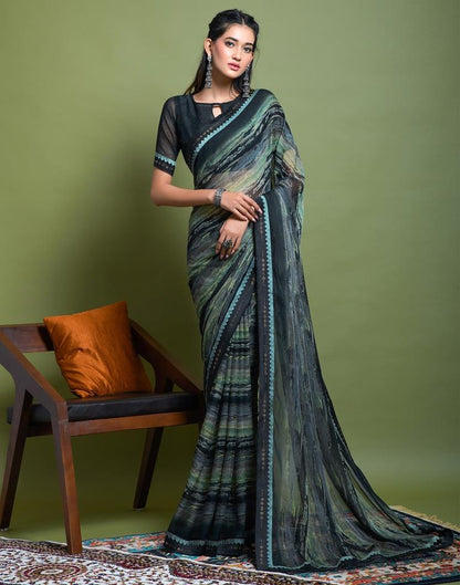 Multicoloured Chiffon Printed Saree