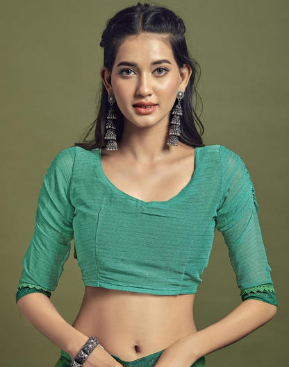 Parrot Green Chiffon Printed Saree