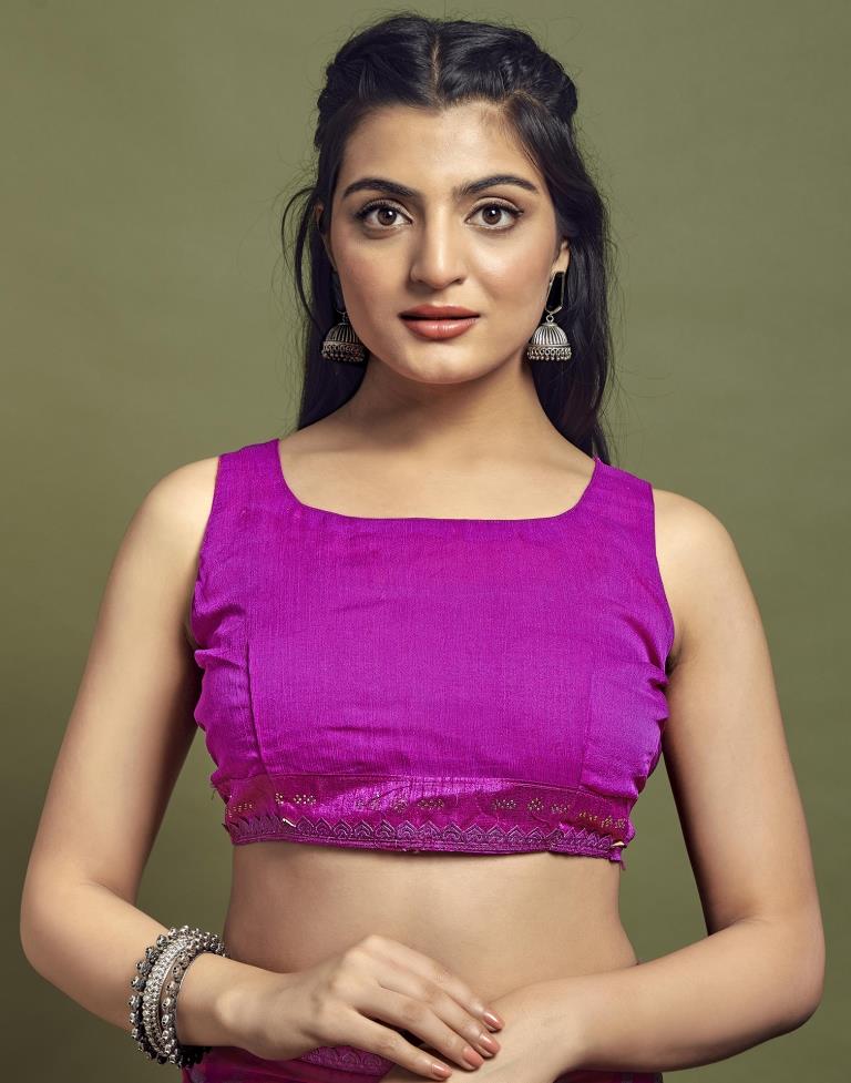 Purple Chiffon Printed Saree