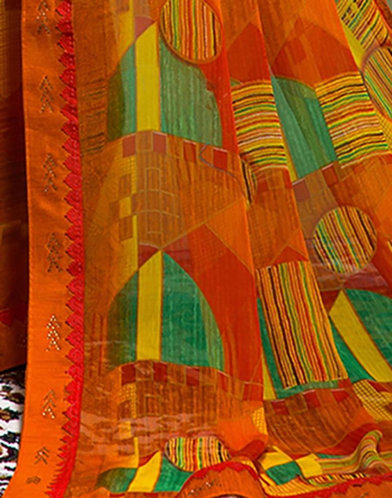 Multicoloured Chiffon Printed Saree