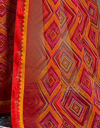 Multicoloured Chiffon Printed Saree