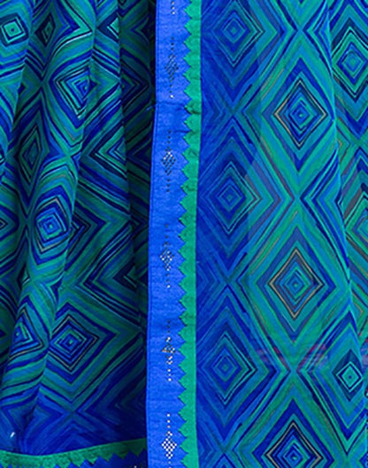 Blue Chiffon Printed Saree