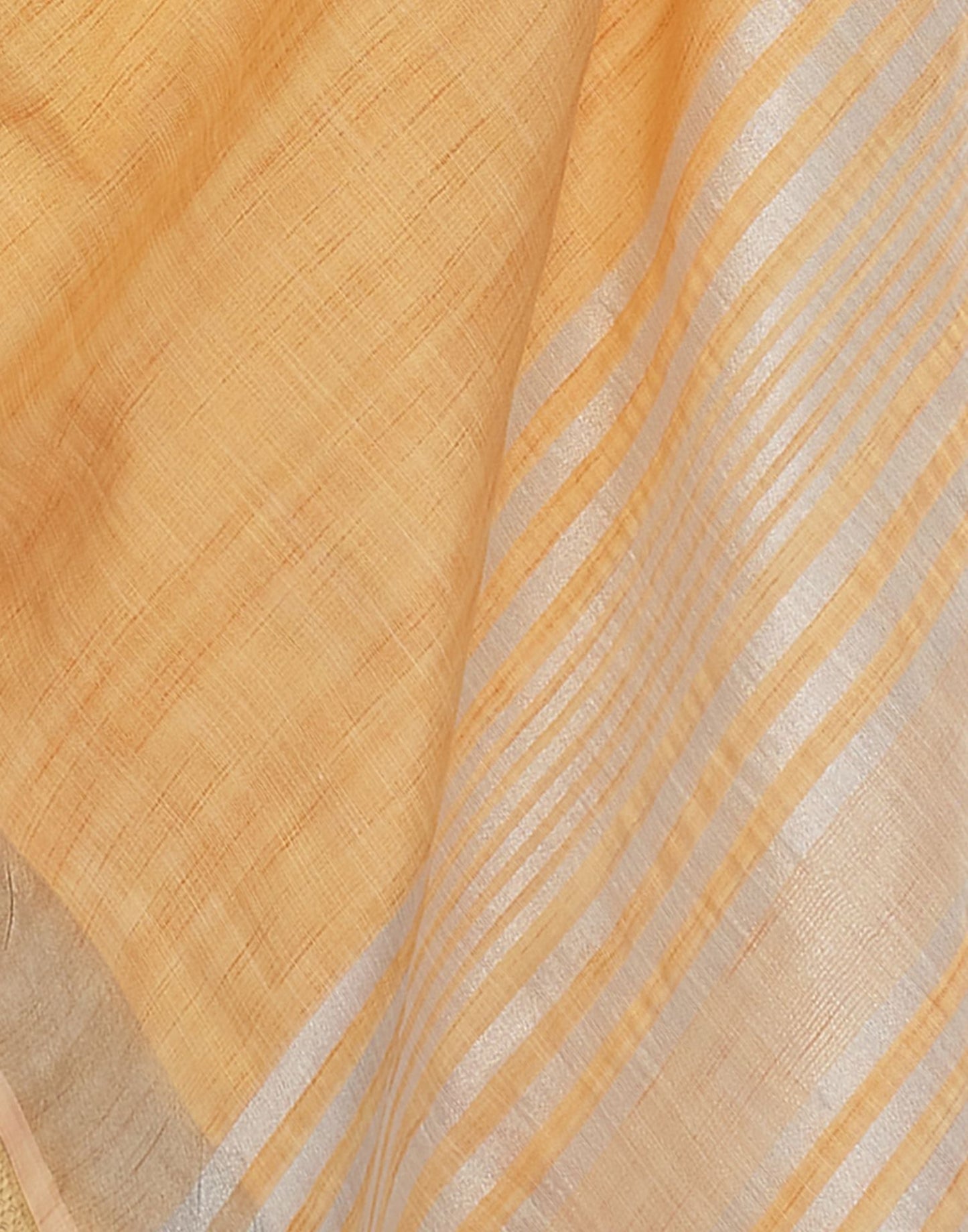 Light Orange Zari Cotton Plain Saree