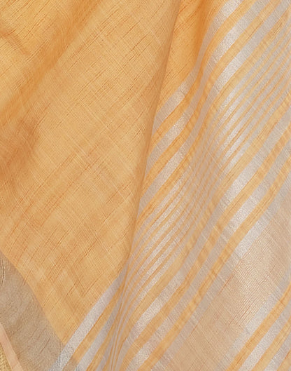 Light Orange Zari Cotton Plain Saree