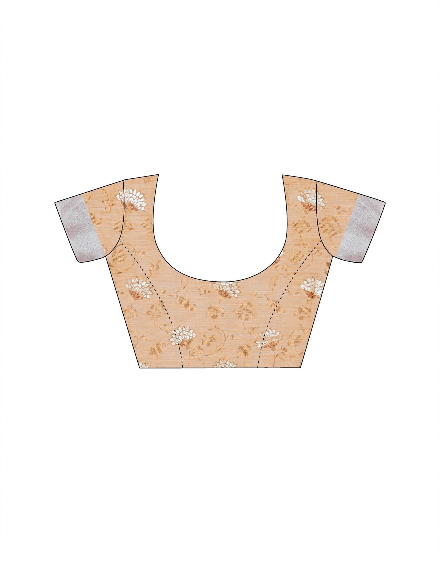 Light Orange Zari Cotton Plain Saree