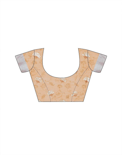 Light Orange Zari Cotton Plain Saree