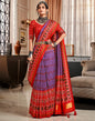 Purple And Red Patola Printed Saree