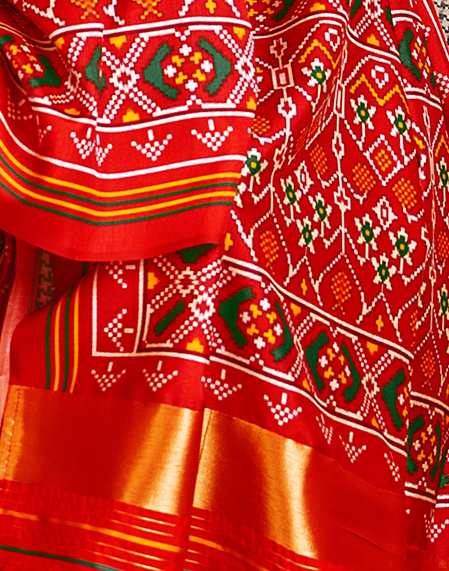 Purple And Red Patola Printed Saree