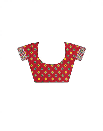 Purple And Red Patola Printed Saree