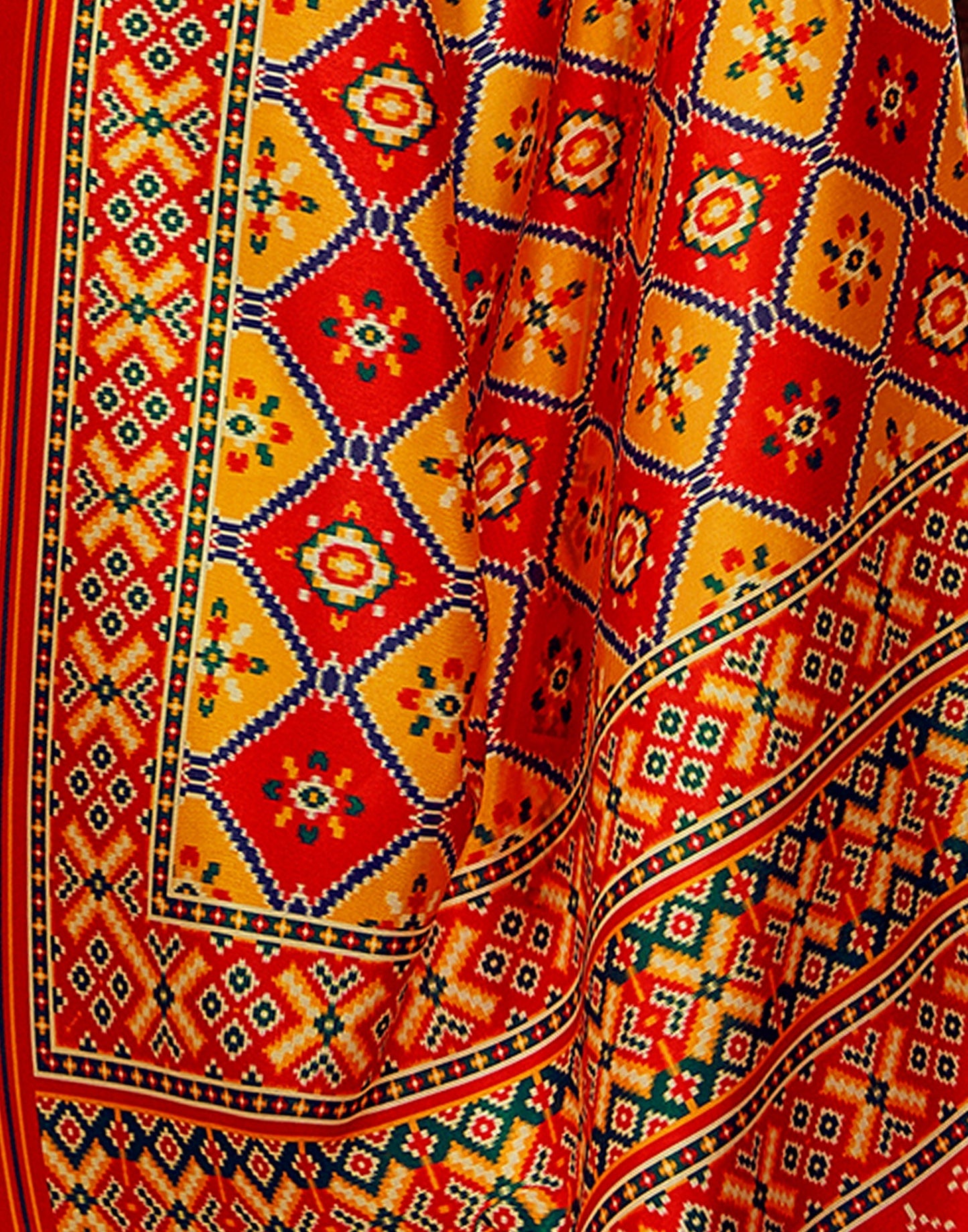 Multicoloured Printed Silk Saree