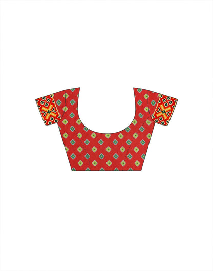 Multicoloured Printed Silk Saree