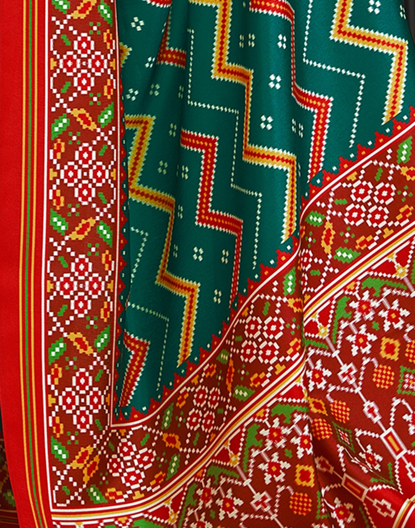 Green Printed Silk Saree