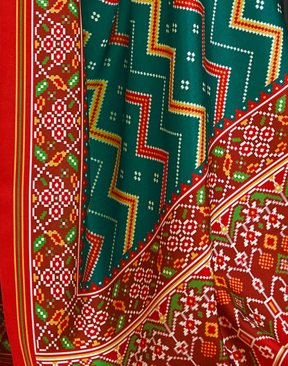 Green Printed Silk Saree