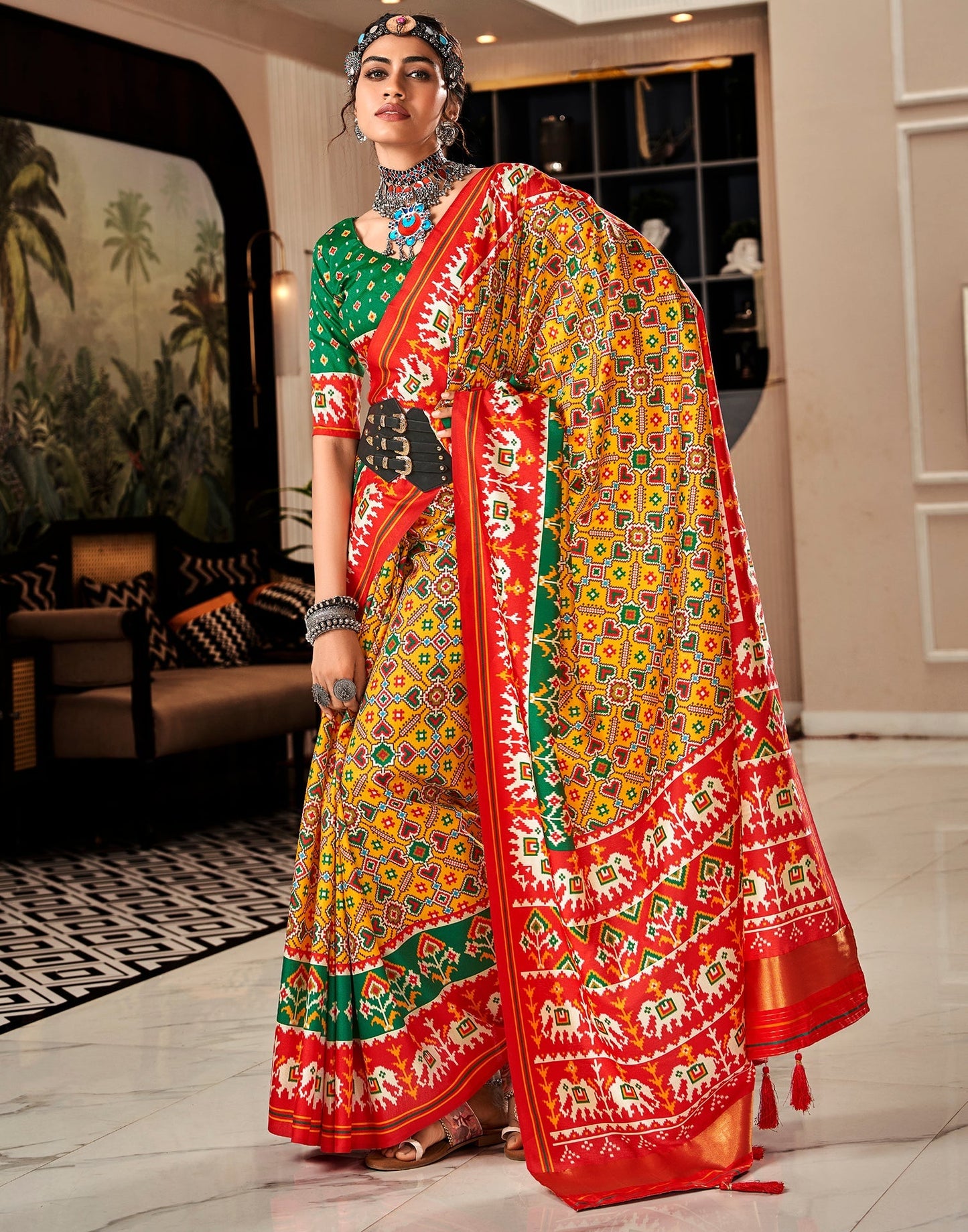 Light Pink Printed Silk Saree