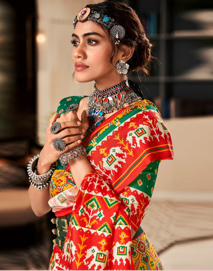 Light Pink Printed Silk Saree