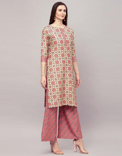 Pink Coloured Cotton Digital Printed Kurti With Palazzo | Leemboodi