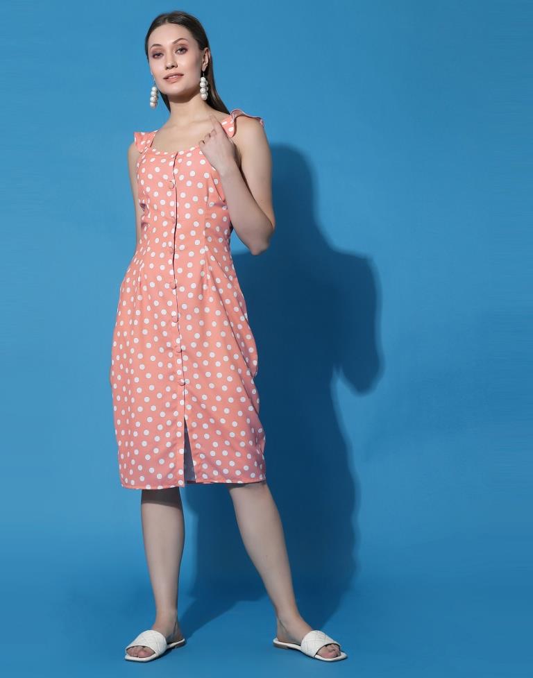 Peach Button Pencil Dress | Sudathi
