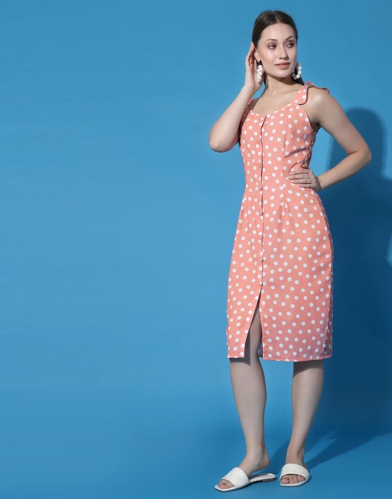 Peach Button Pencil Dress | Sudathi