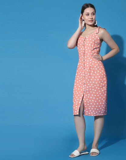 Peach Button Pencil Dress | Sudathi