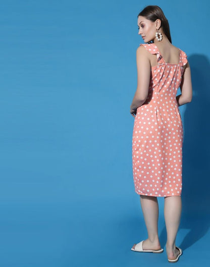 Peach Button Pencil Dress | Sudathi