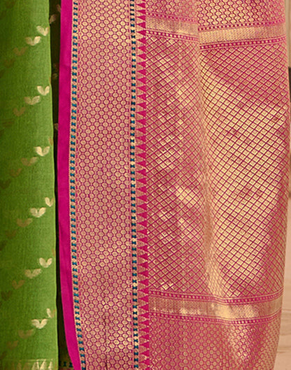 Mehandi Green Jaquard Silk Banarasi Saree