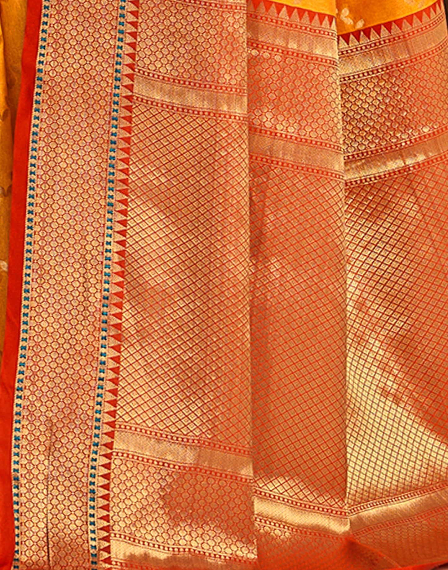 Turmeric Yellow Jaquard Silk Banarasi Saree