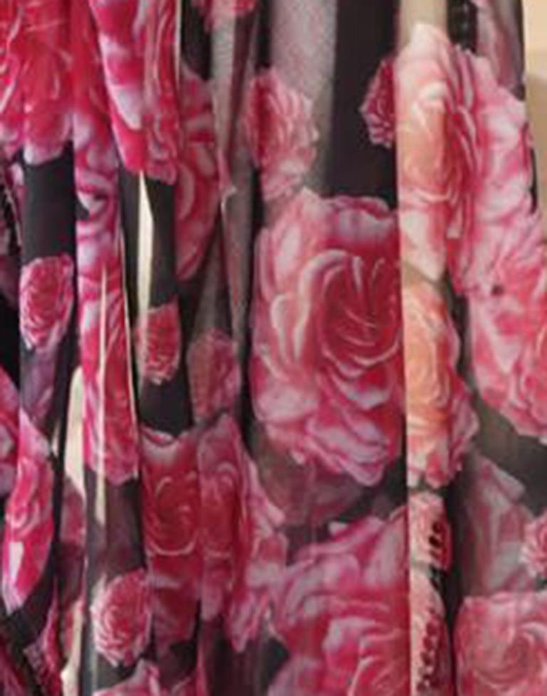 Ready to Wear Black & Pink Georgette Printed Saree