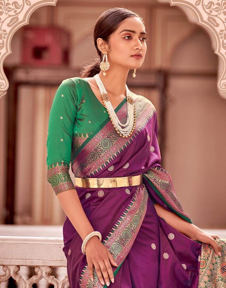 Purple Jacquard Silk Saree