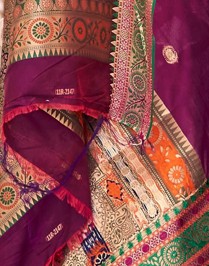 Purple Jacquard Silk Saree