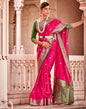 Dark Pink Jacquard Silk Saree