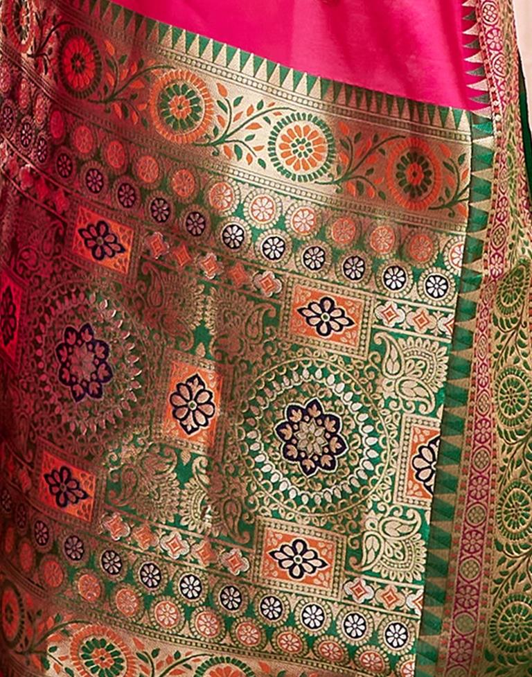 Dark Pink Jacquard Silk Saree