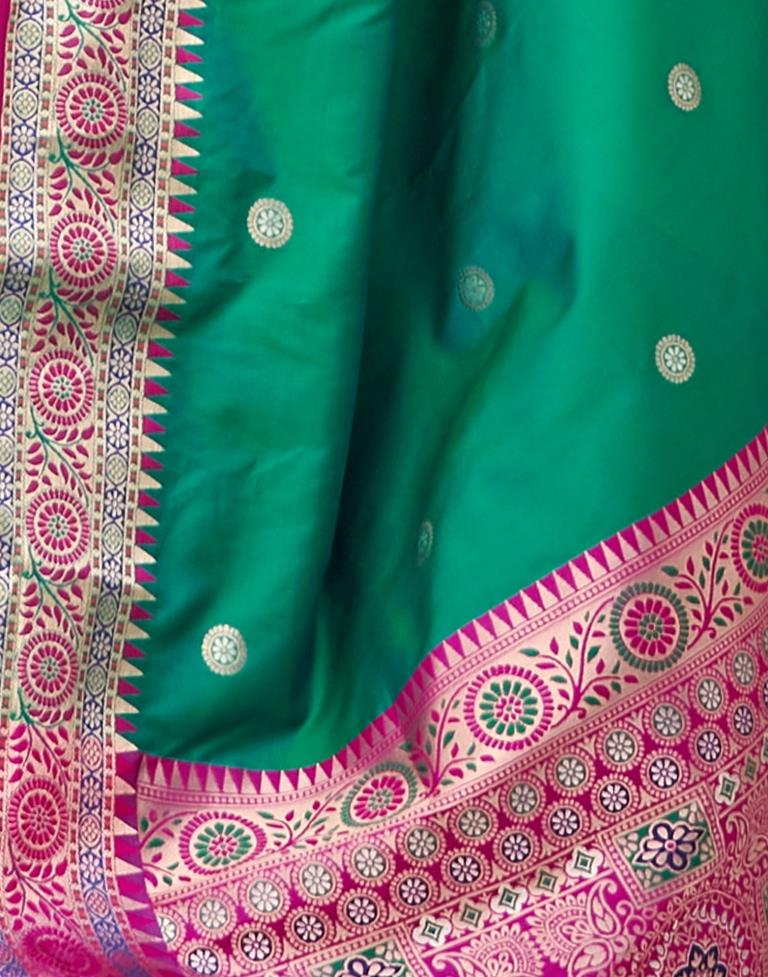 Rama Green Jacquard Silk Saree