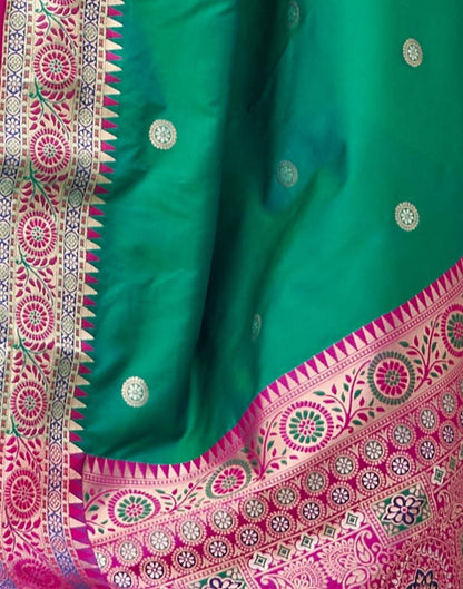 Rama Green Jacquard Silk Saree