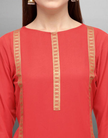 Red Foil Printed Crepe Kurti | Leemboodi