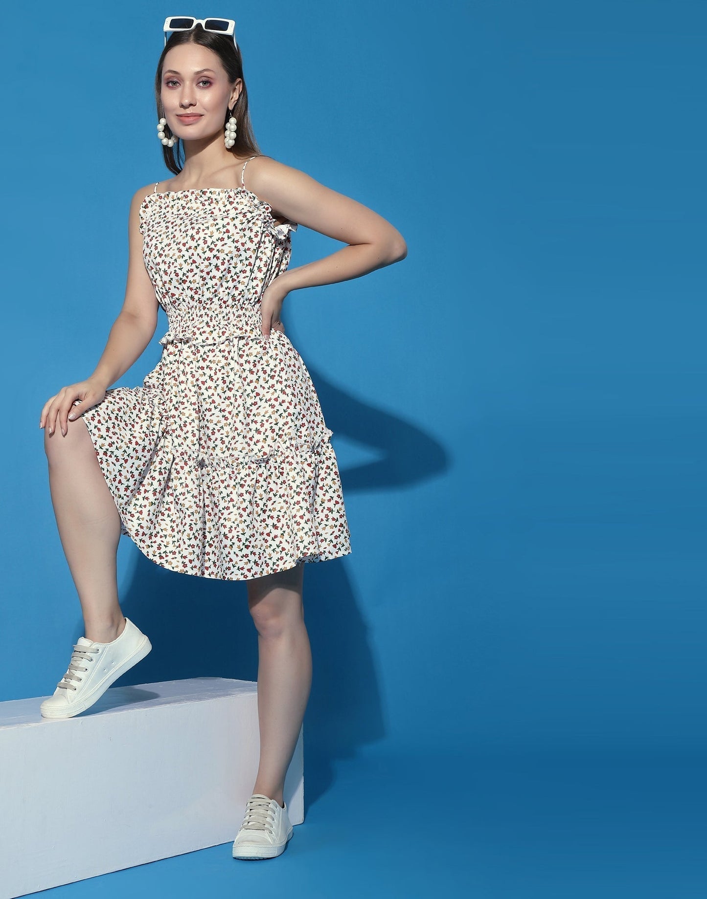 Off White Ruffled Slip Dress | Sudathi