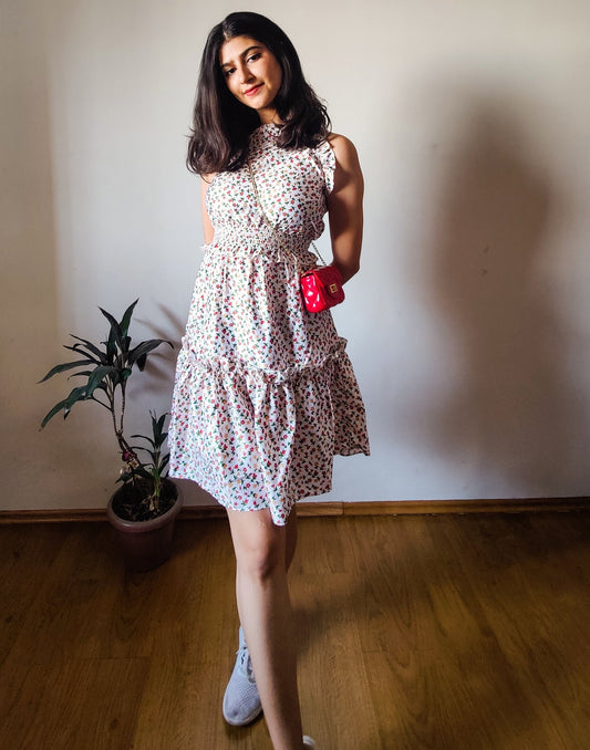 Off White Ruffled Slip Dress | Sudathi