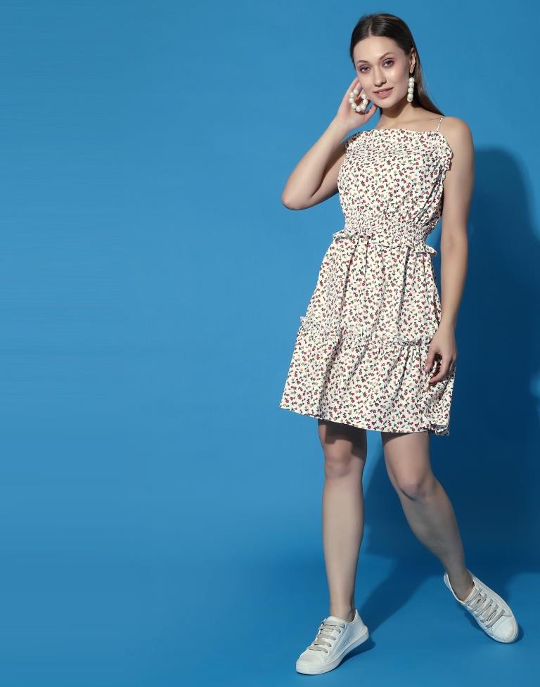 Off White Ruffled Slip Dress | Sudathi