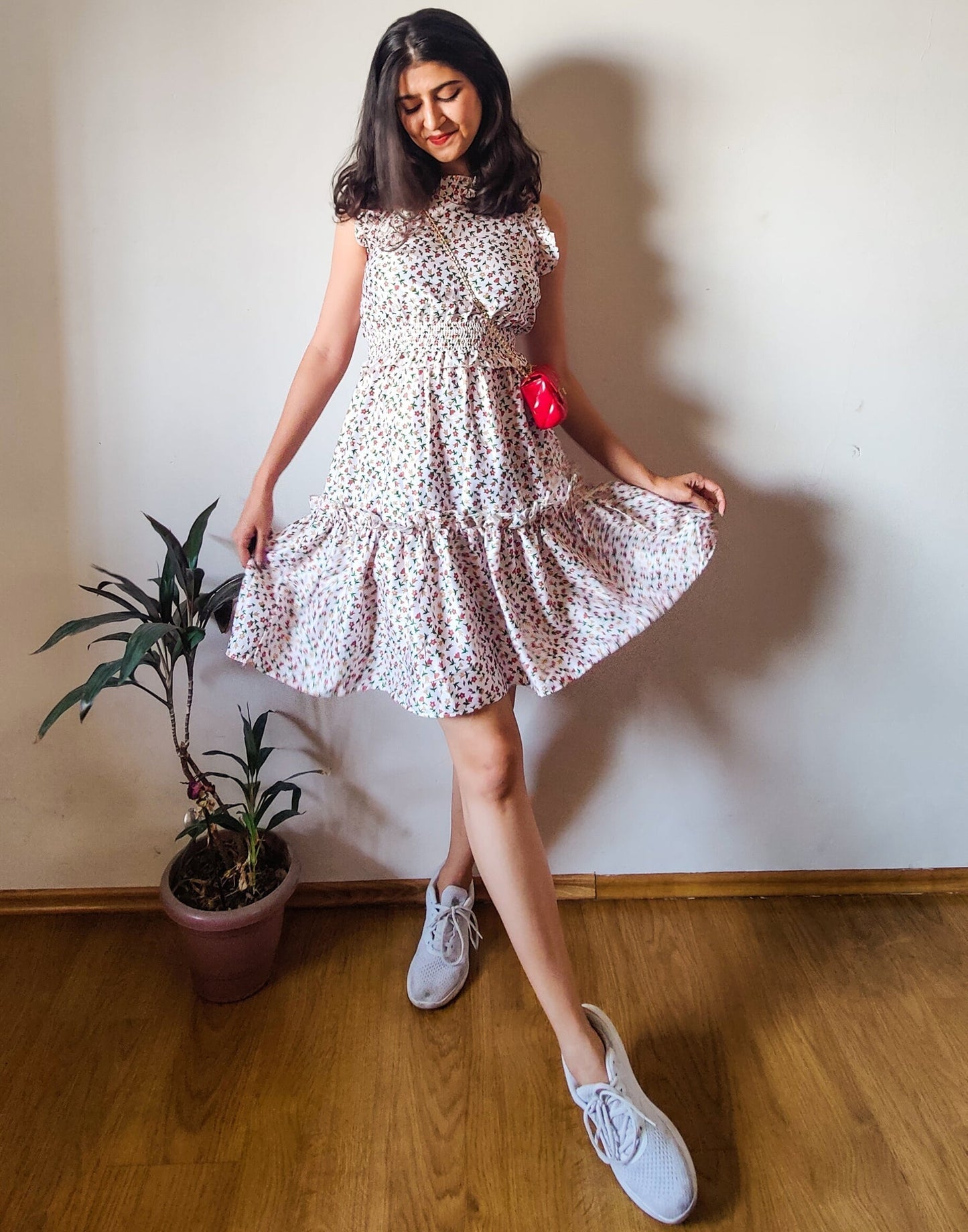 Off White Ruffled Slip Dress | Sudathi