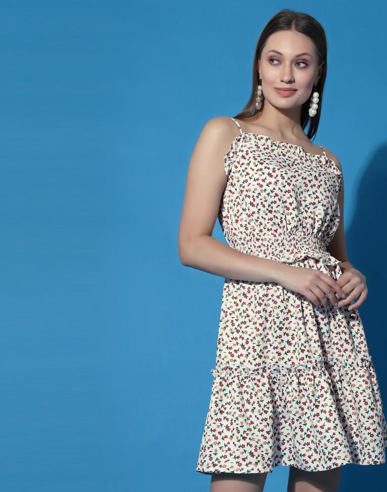 Off White Ruffled Slip Dress | Sudathi