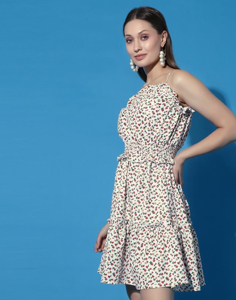 Off White Ruffled Slip Dress | Sudathi