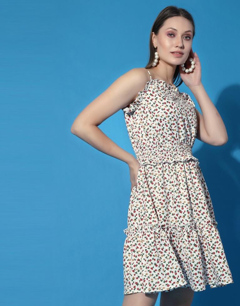 Off White Ruffled Slip Dress | Sudathi
