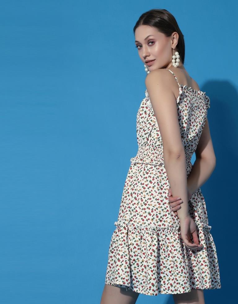 Off White Ruffled Slip Dress | Sudathi