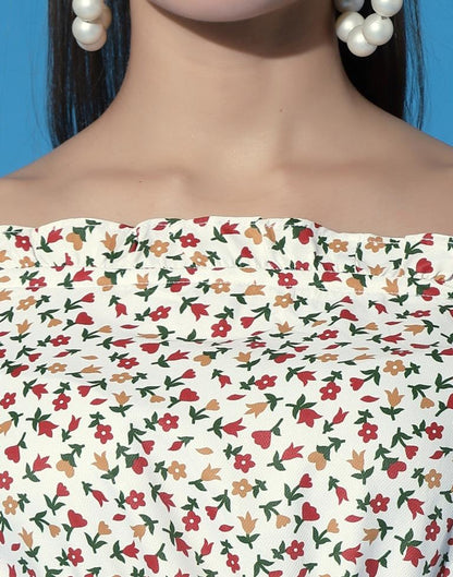 Off White Ruffled Slip Dress | Sudathi
