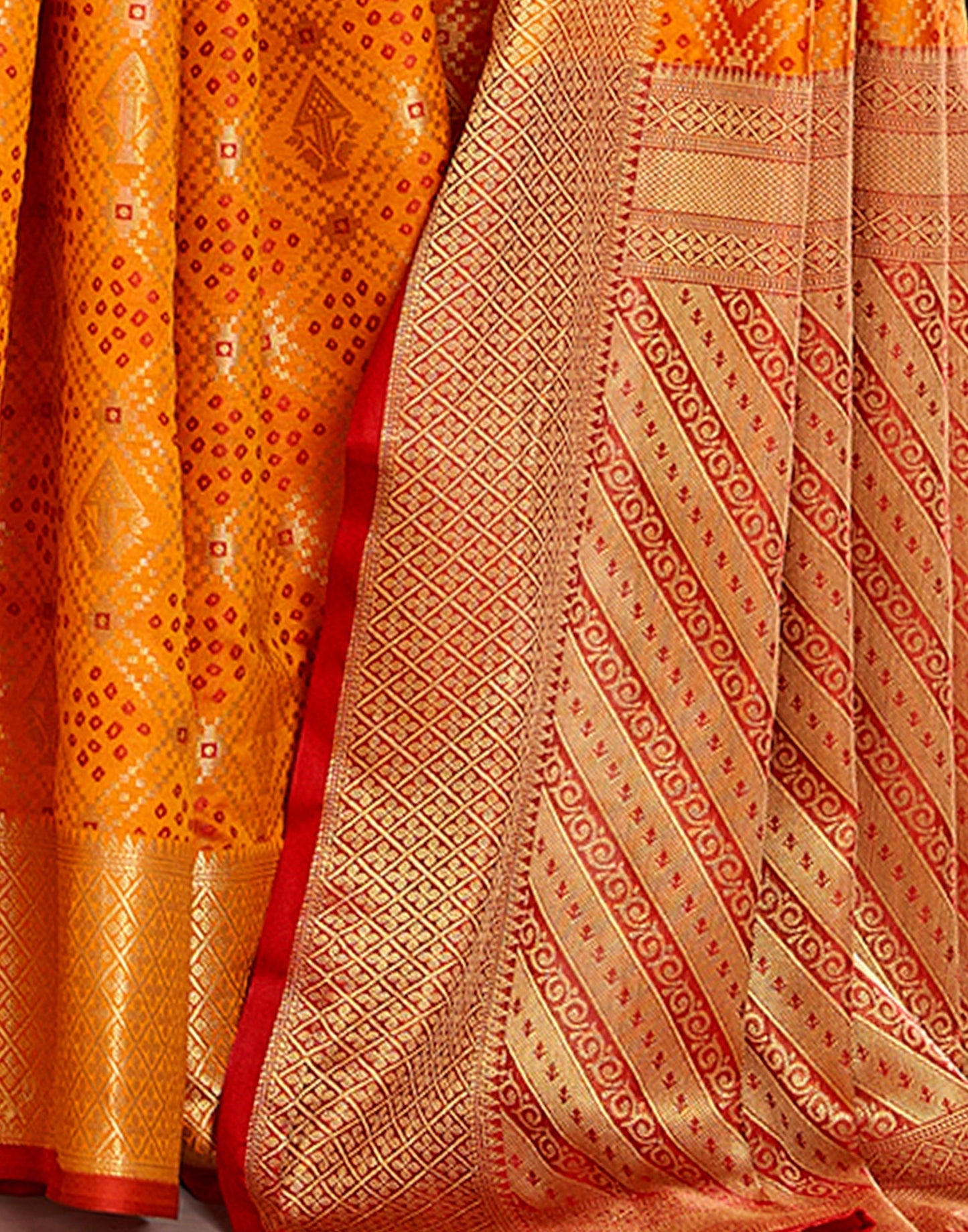 Turmeric Yellow Bandhani Silk Saree