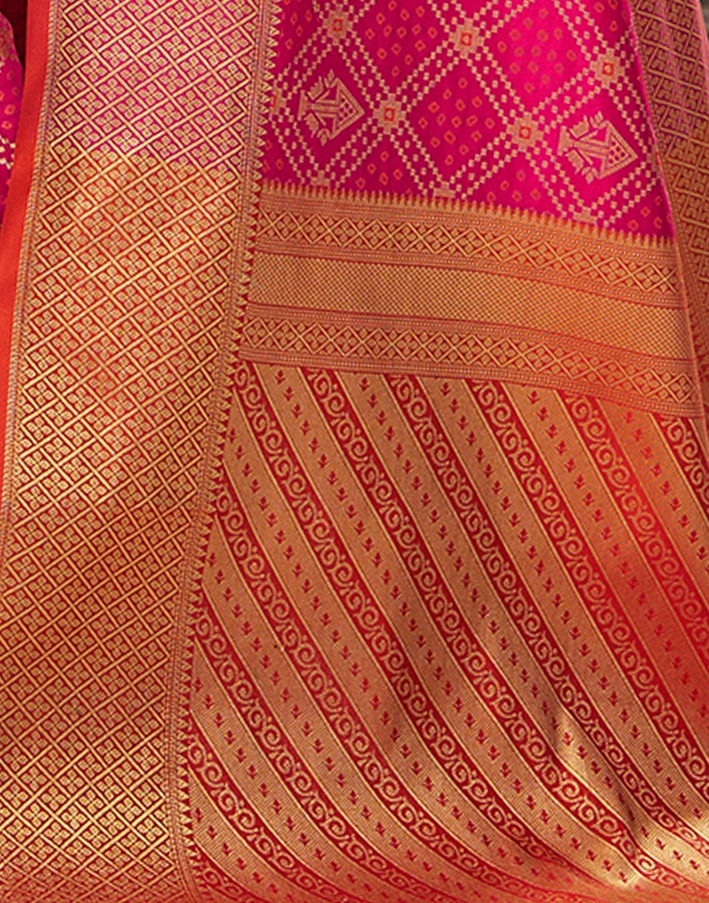 Pink Weaving Silk Bandhani Saree