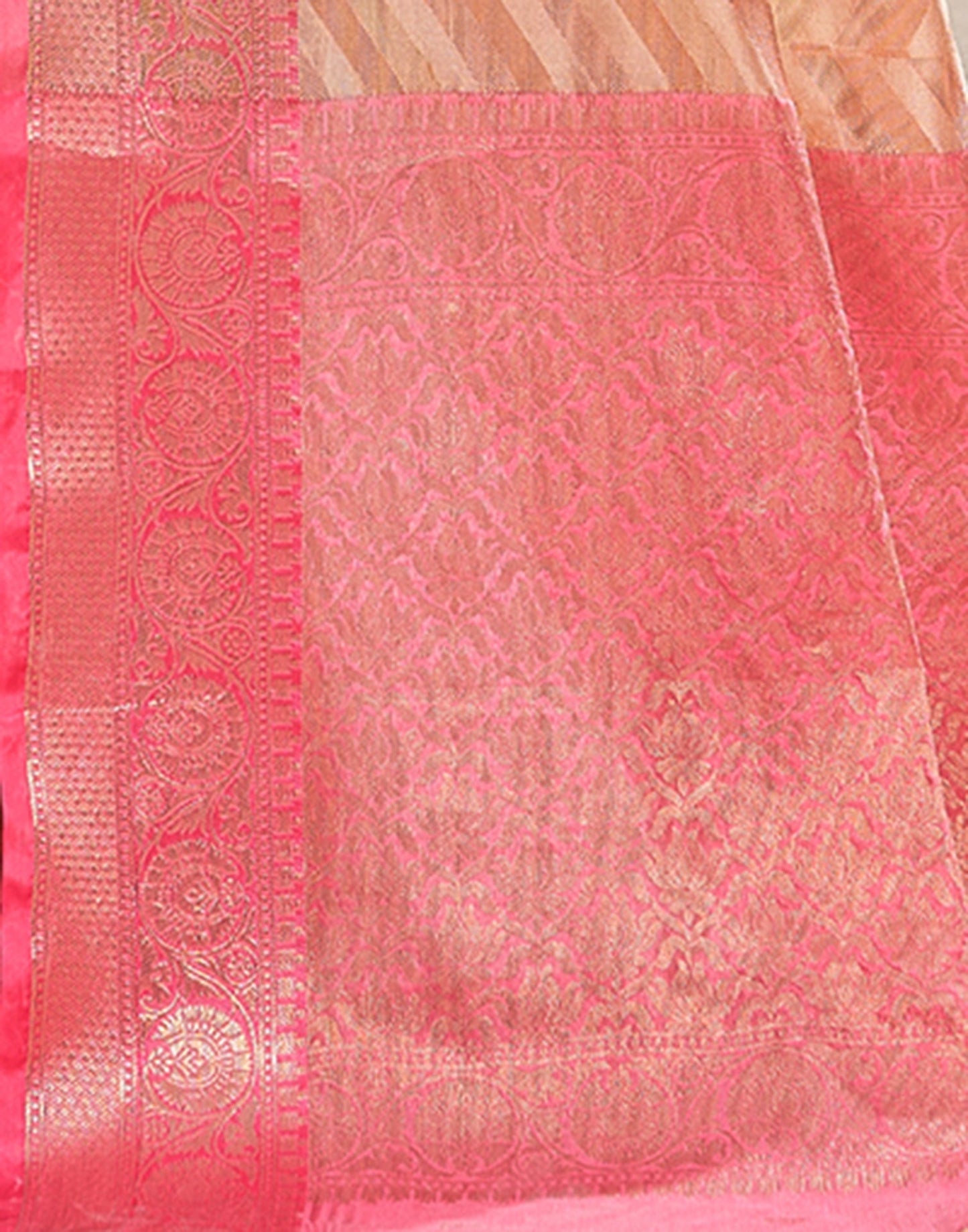 Beige Weaving Cotton Banarasi Saree