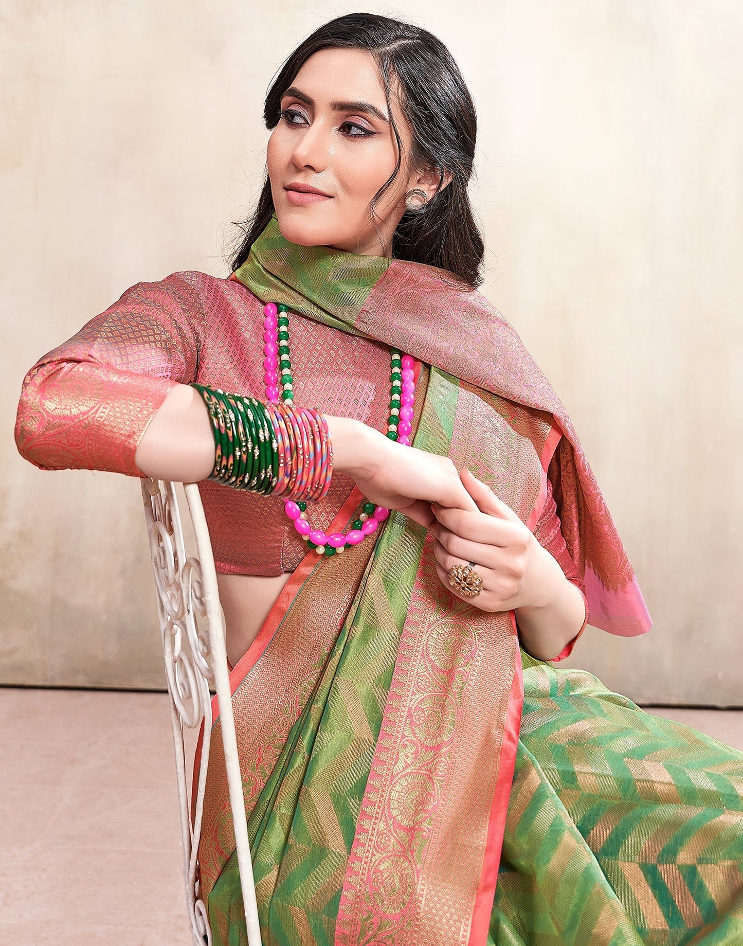 Green Weaving Cotton Banarasi Saree